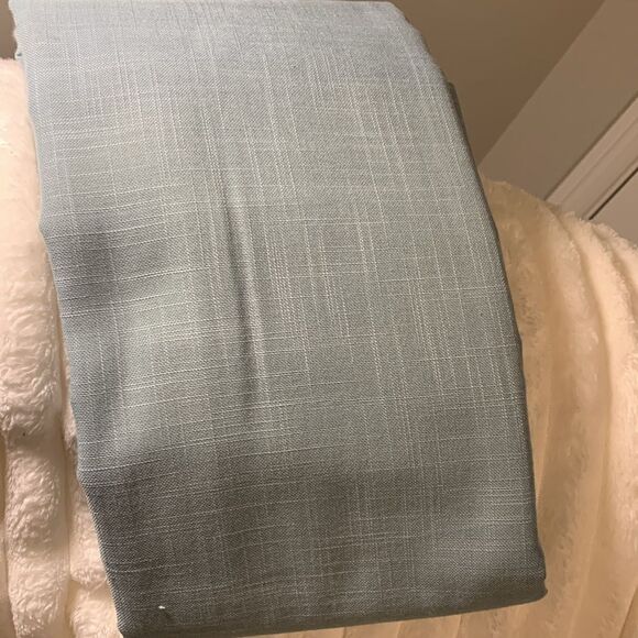 100" X 108" Teal Rectangle textured faux linen Tablecloth - Picture 3 of 4